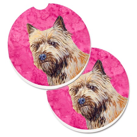 Carolines Treasures Pink Cairn Terrier Set of 2 Cup Holder Car Coaster LH9365PKCARC